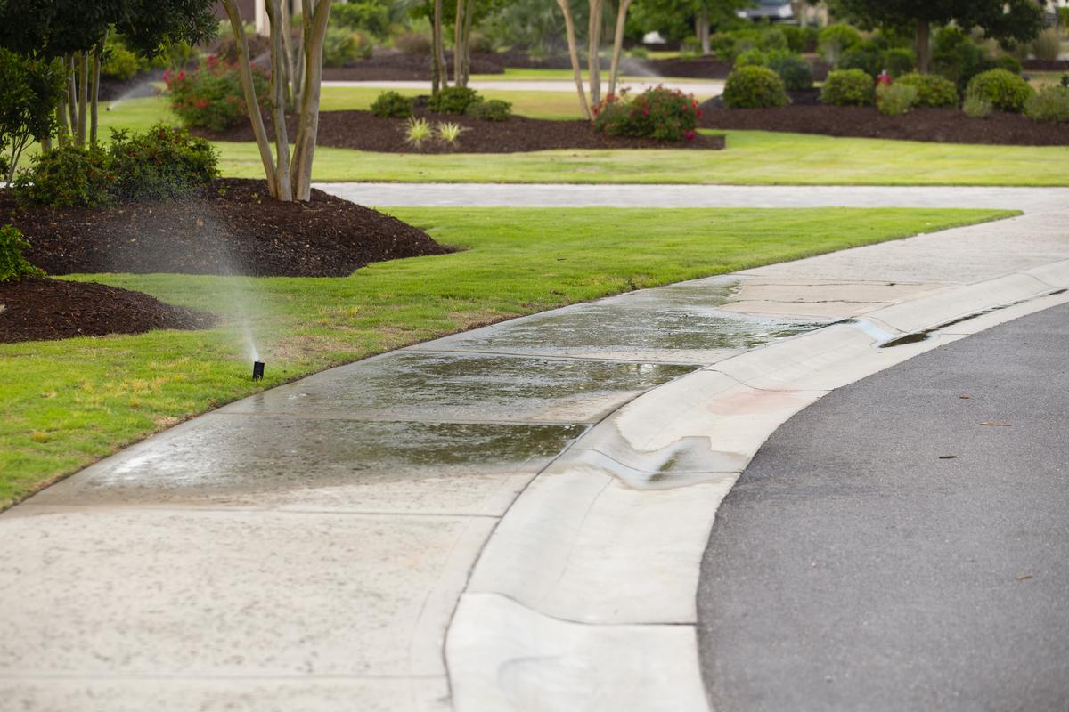 Runoff into street from lawn irrigation